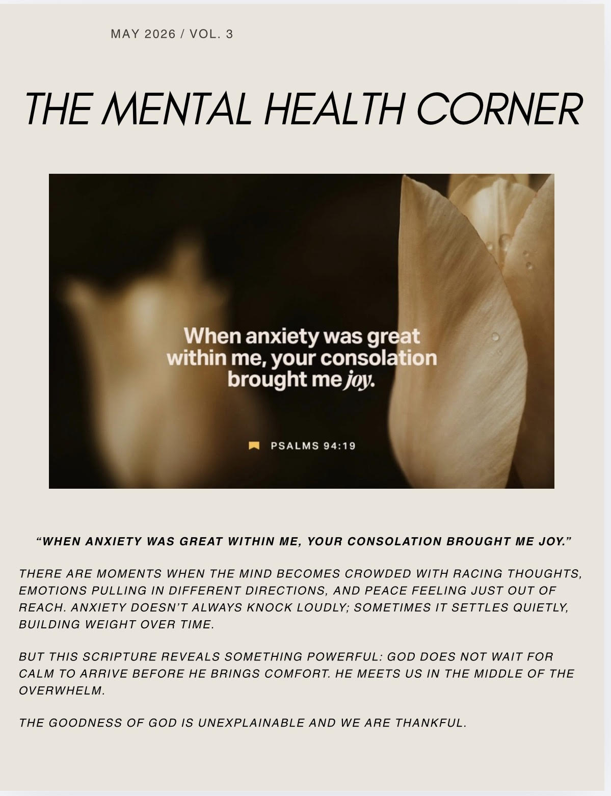 The Mental Health Corner - May 2026 Newsletter