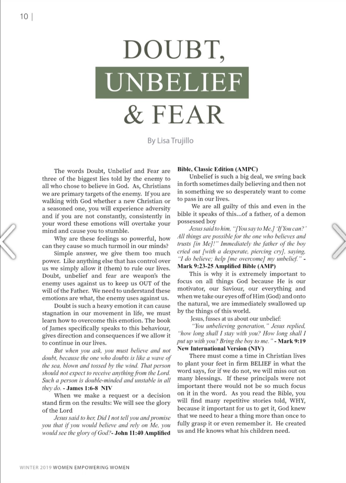 Doubt, Unbelief & Fear - Page 1